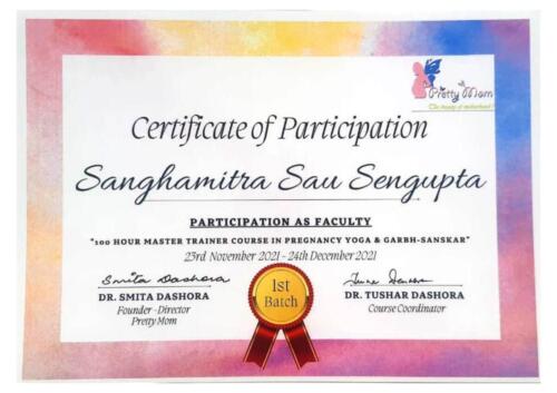 Sanghamitra Sau Sengupta, Founder, CEO & Head Psychologist of Sri Healthcare-Research International taught as a Faculty in the Prenatal Education Training Course by Pretty Mom