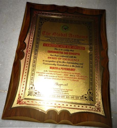 International Award of Excellence in the field of Health & Psychology