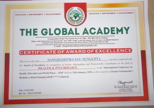 International Award of Excellence on Health & Psychology